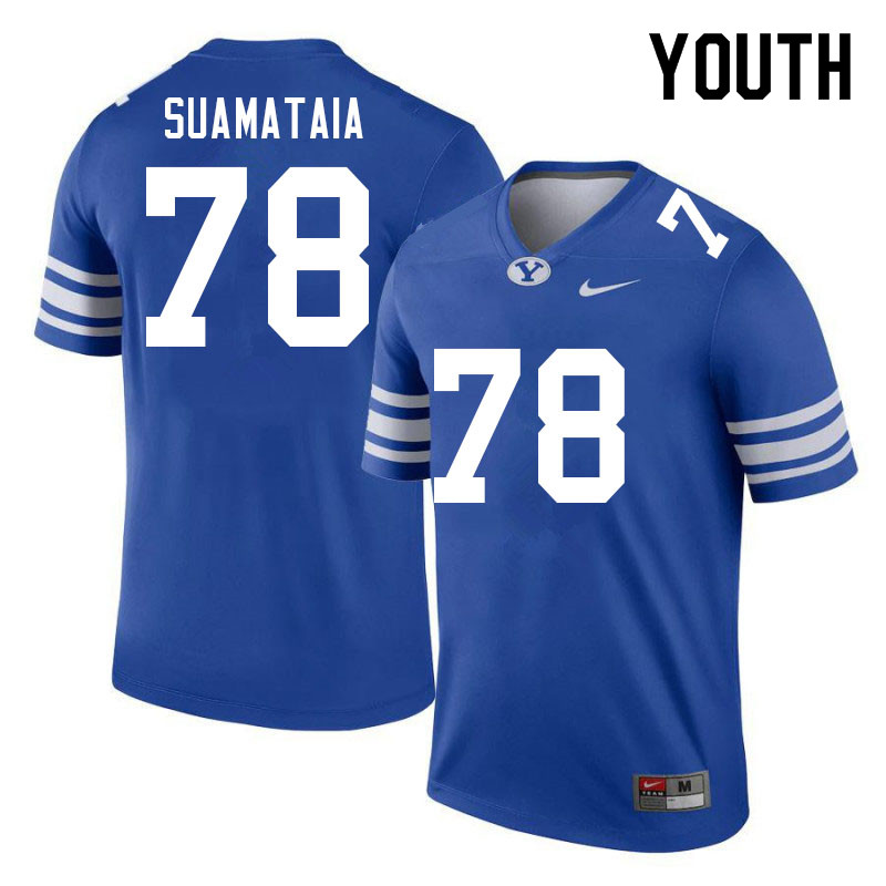 Youth #78 Kingsley Suamataia BYU Cougars College Football Jerseys Sale-Royal - Click Image to Close